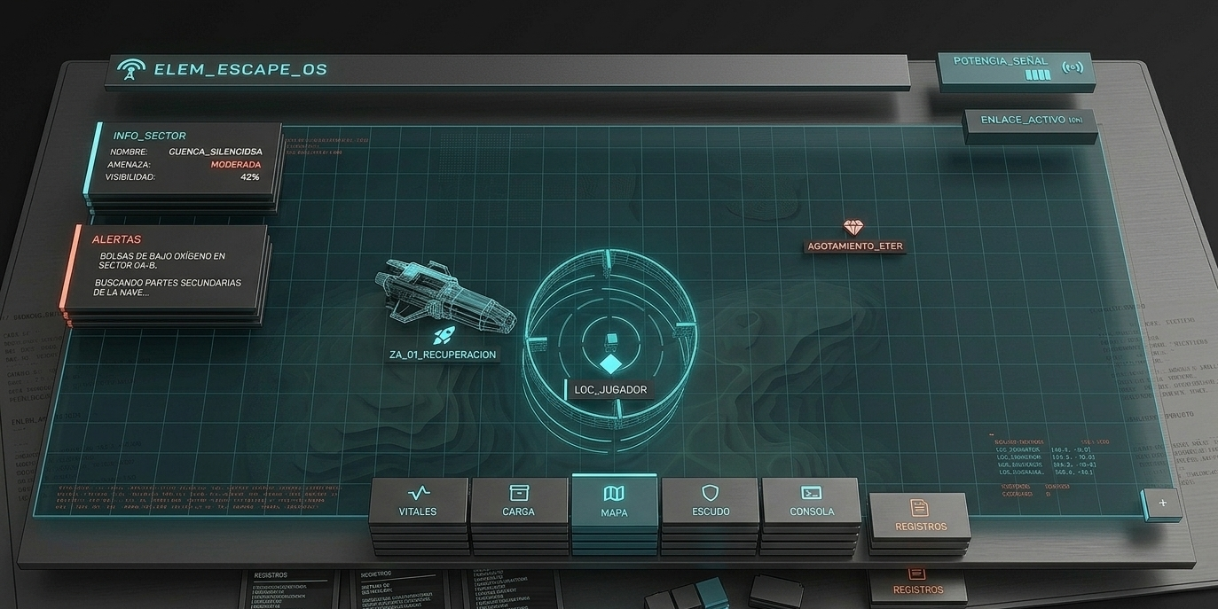 ELEM_ESCAPE_05 — Interfaz del juego mostrando HUD táctico